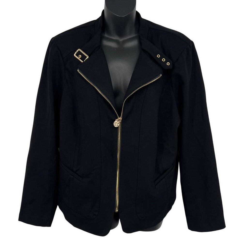 Torrid Womens Black Jacket Biker Moto Plus Size 2X Collar Long Sleeve NWT New
